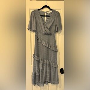 *ALL IN FAVOR* LIGHT BLUE SWISS DOT MAXI DRESS-SIZE SMALL